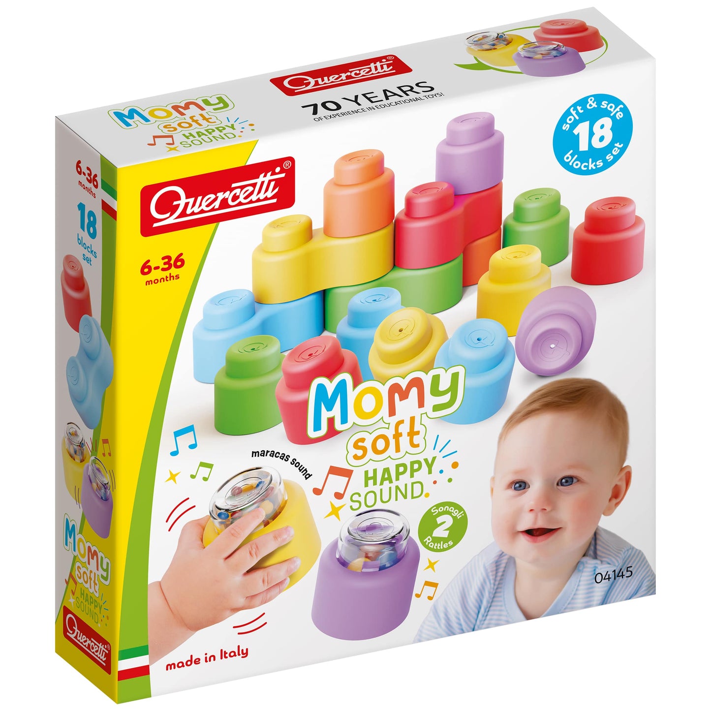 QUERCETTI MIĘKKIE KLOCKI MOMY Z GRZECHOTKĄ 18 EL.