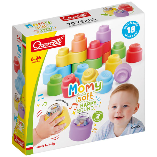 QUERCETTI MIĘKKIE KLOCKI MOMY Z GRZECHOTKĄ 18 EL.